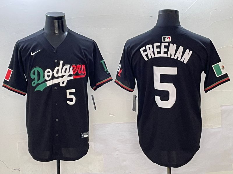 Men Los Angeles Dodgers #5 Freeman Black Mexico Nike 2025 MLB Jersey style 2